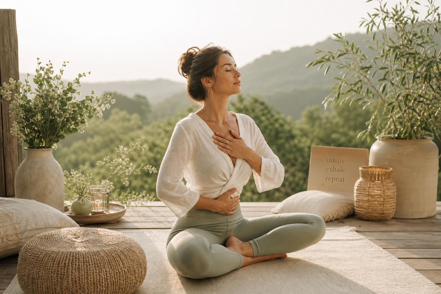 A quiet moment of meditation on a sea-facing terrace
